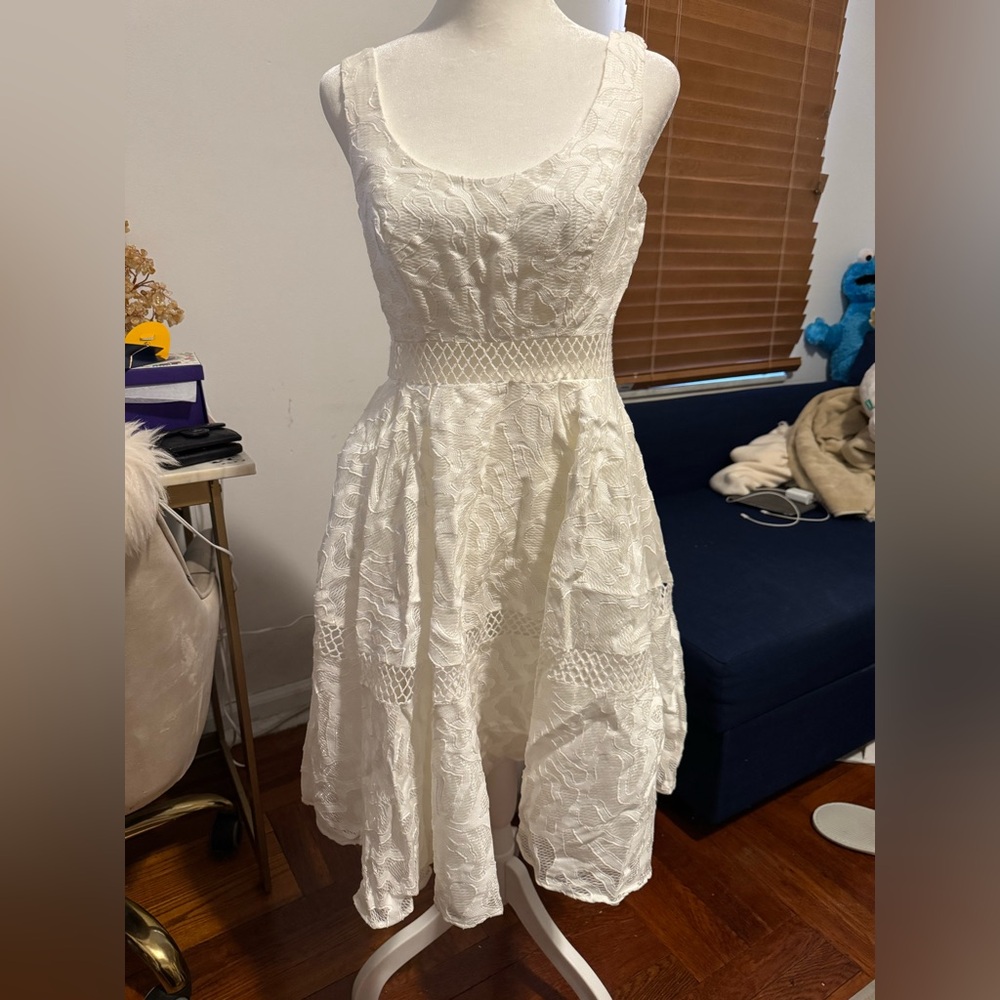 Zac Posen White High Low Lace Dress
